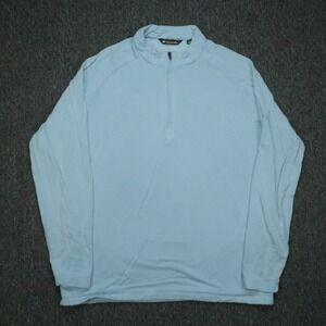 Travis Mathew Pullover Mens XXL Blue Networking Quarter Zip Sweatshirt Pockets‎
